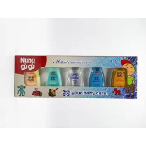 نونو مجموعه سفر  – طقم 5 قطع 50 مل ( شامبو + بلسم + زيت + لوشن + بودره )
